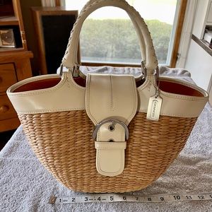 Coach Vintage Rattan and Leather Bucket Bag EUC
